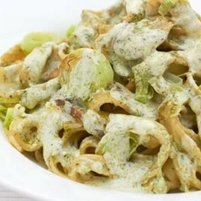 Fettuccine met Alfredo, Prei en Champignons