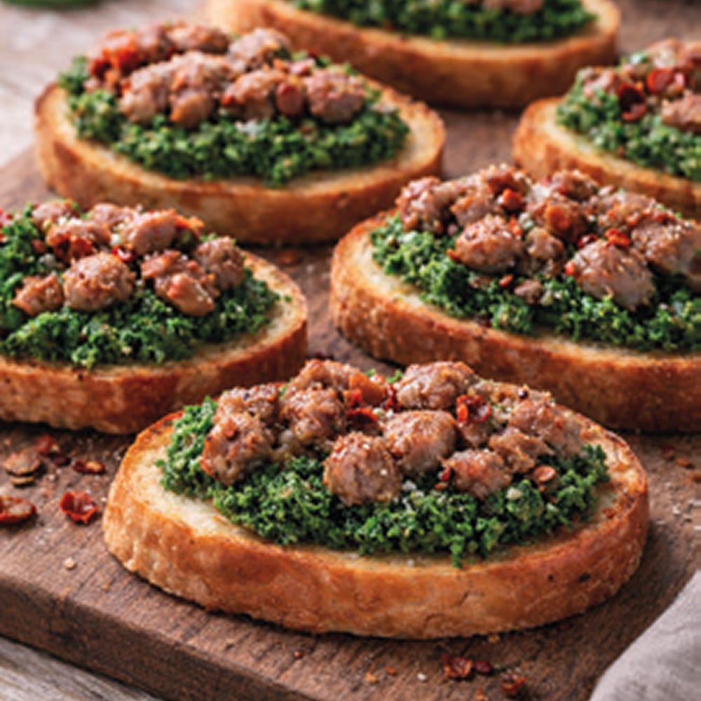 Crostini met Worst en Friarielli-pesto