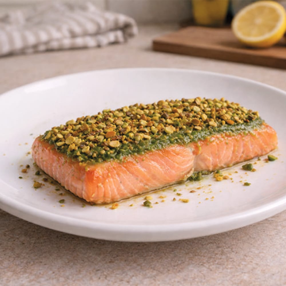 Zalm met een Korstje van Friarielli-pesto
